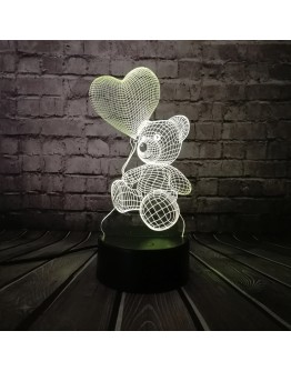 Холограмна LED многоцветна лампа мече с балон